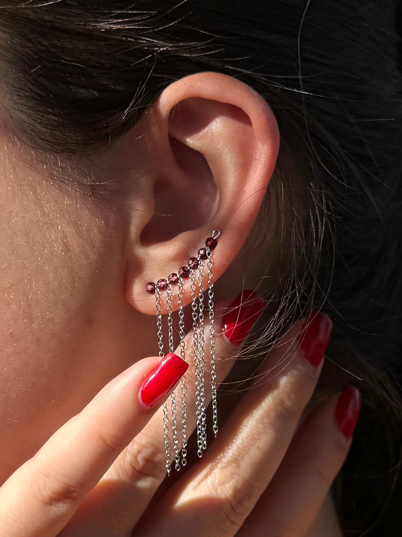 Ear Climb - Garnet Christmas